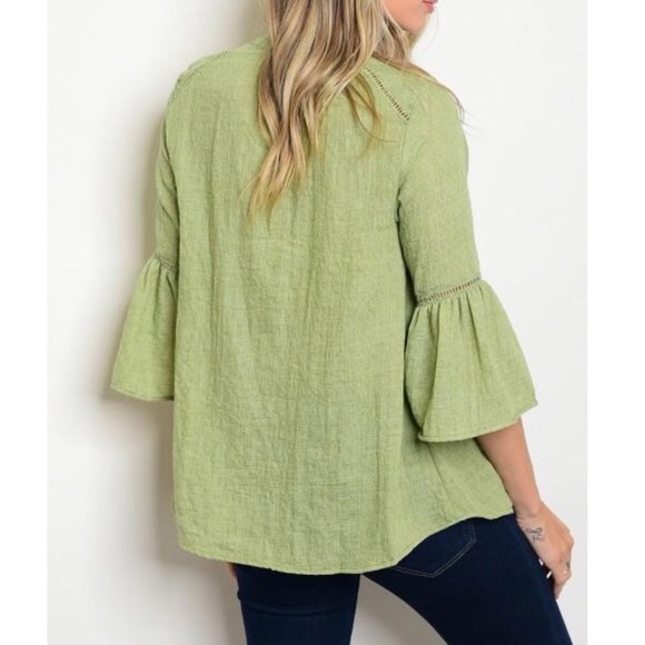 ❗️CLOSING SALE❗️ Sage Baby Bell Button Down Top - Picture 2 of 2